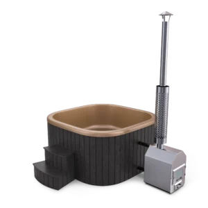 Hot tub Acryl Quadro External WPC Schwarz - gold